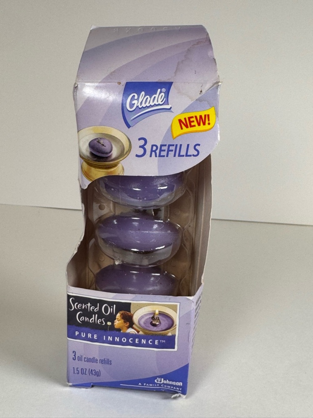 3 pack GLADE Scented Oil Candle refills Pure Innocence Candles 2005 Y2K New
